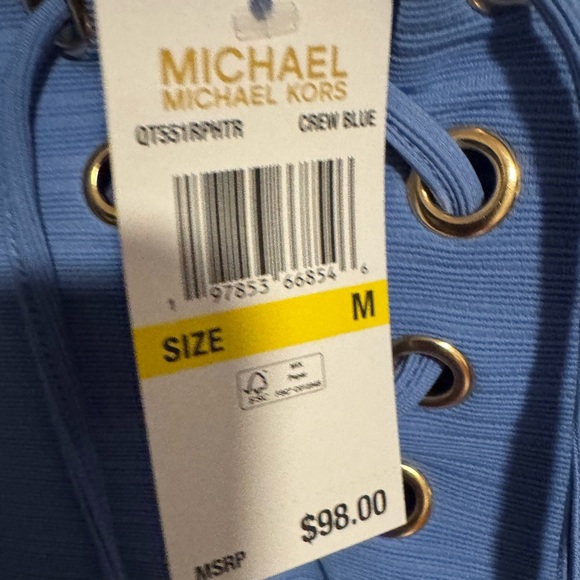 💥Michael Kors Periwinkle Blue Lace-Up Top - Picture 4 of 9